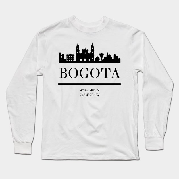 BOGOTA COLOMBIA BLACK SILHOUETTE SKYLINE ART Long Sleeve T-Shirt by deificusArt